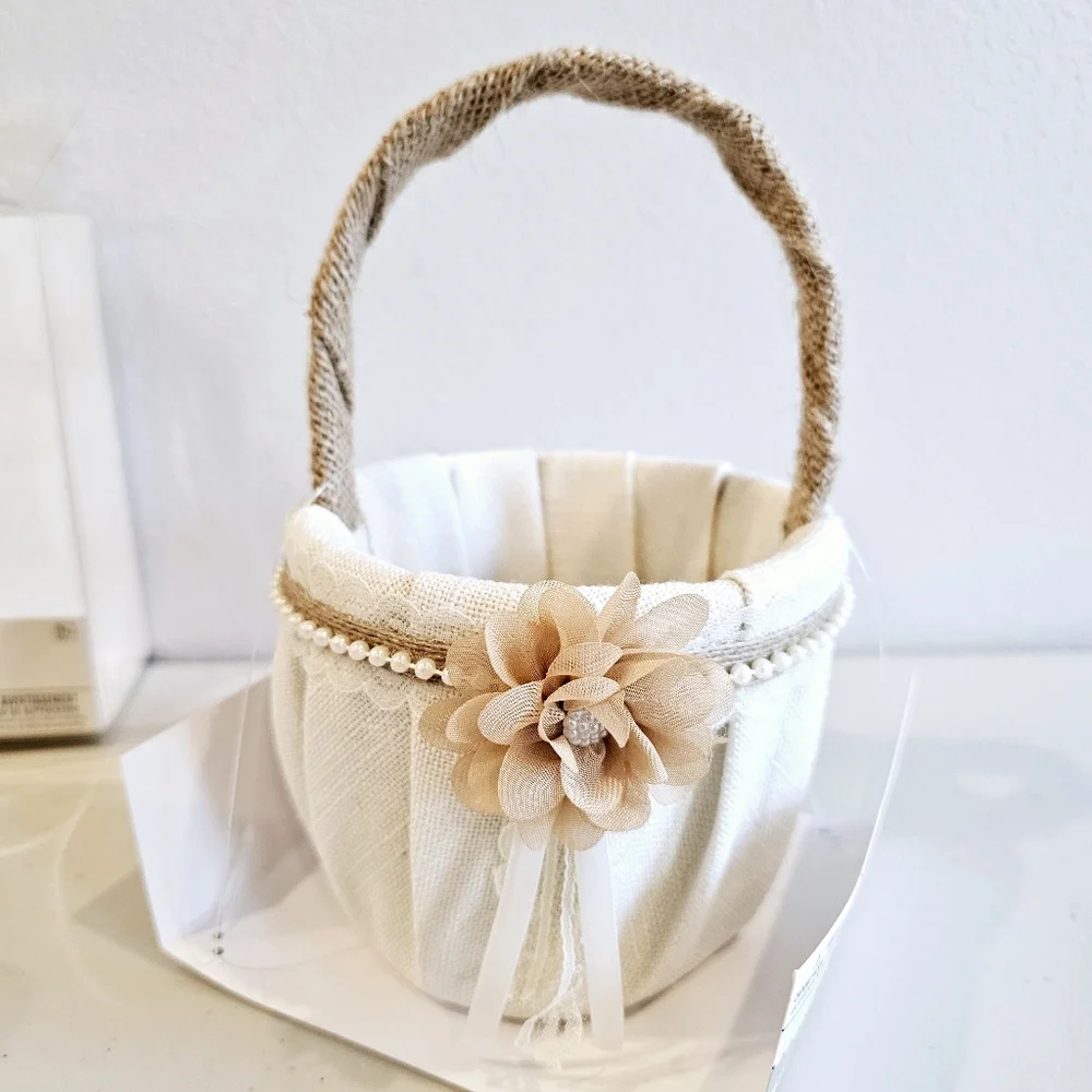 Wedding Flower Girl Basket and Ring Bearer Pillow Rustic